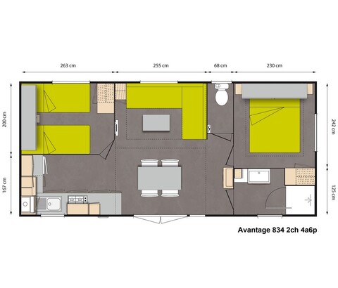 Layout Avantage 2 rooms 4/6 guests