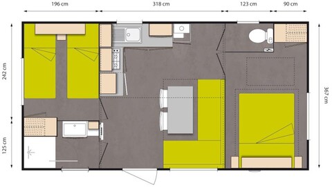 Layout Avantage 2 rooms 4 guests