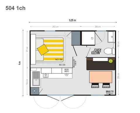 Layout Mobile-home Privilège® Standing 1 chambre 2/3 personnes