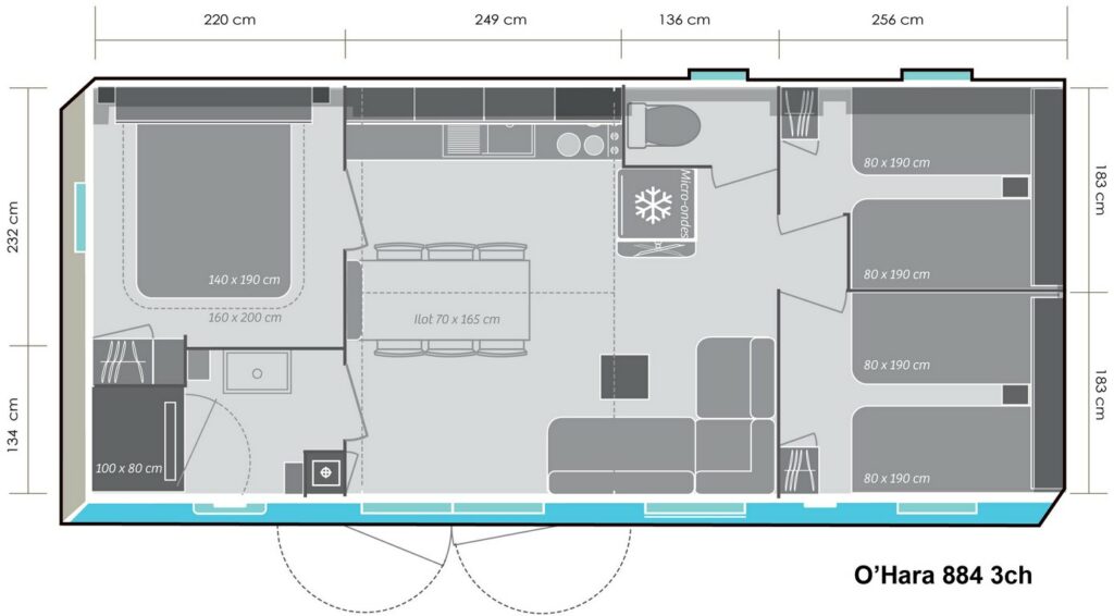 Layout Privilège® 3 rooms 6 guests