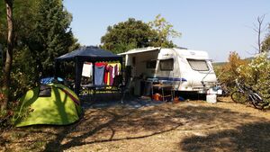 A caravan for a family holiday in the South of France