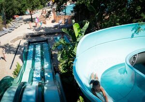 Campsite with looping and straight water slides