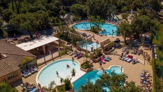 Aerial view of the campsite's water park in the Var, French Riviera-Côte d'Azur