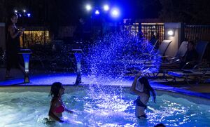 Pool party at the campsite's water park pools