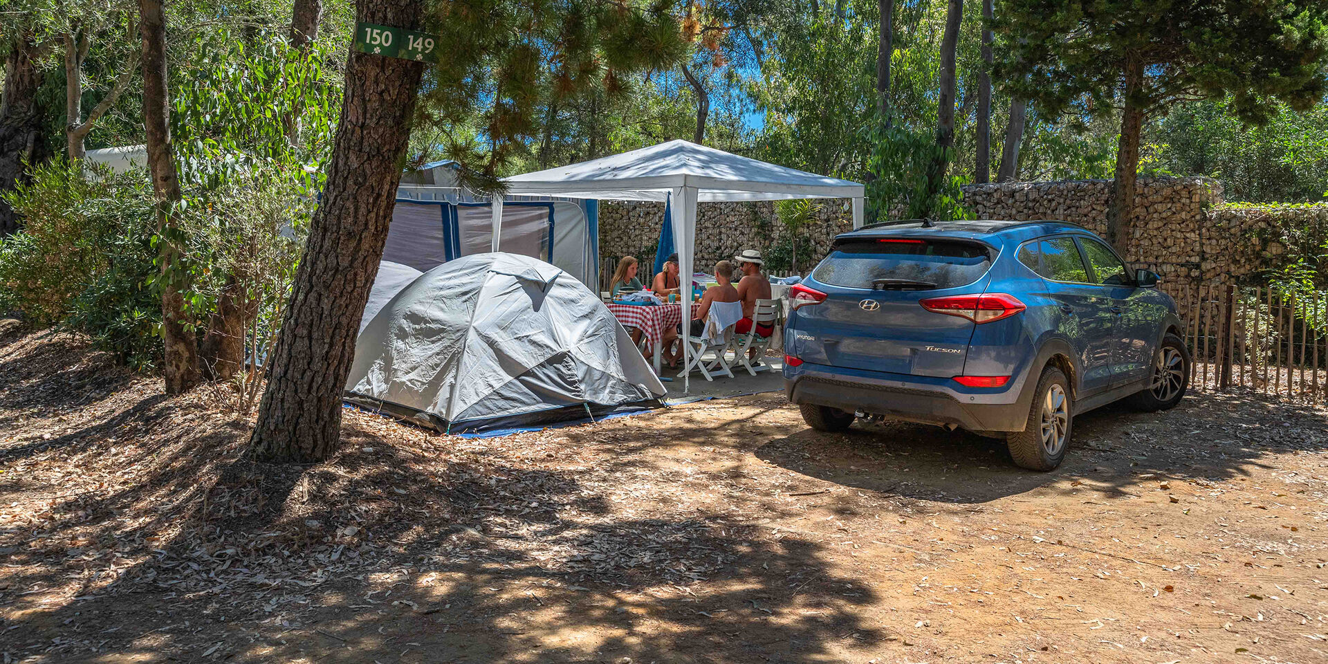 Economic pitch for tent or small caravan