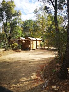 Budget camping pitch with private sanitary facilities