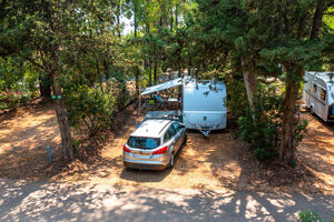Caravan tent camper van at nature campsite in the Var