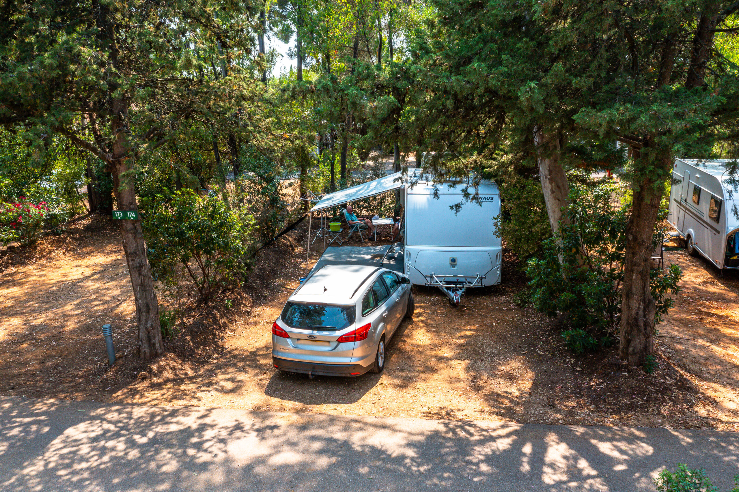 Caravan tent camper van at nature campsite in the Var