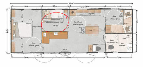 Layout Mobile-home Privilège® PMR XXL Standing 3 chambres/6 personnes
